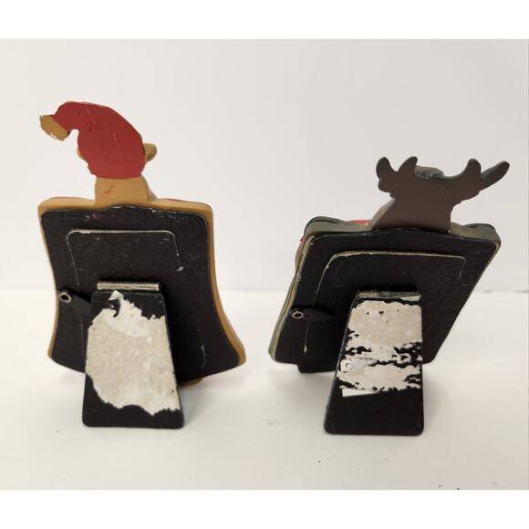 Lot of 7 Vintage Christmas Photo Frames Holiday Decor Snowman Bear Reindeer Tree - Picture 9 of 9